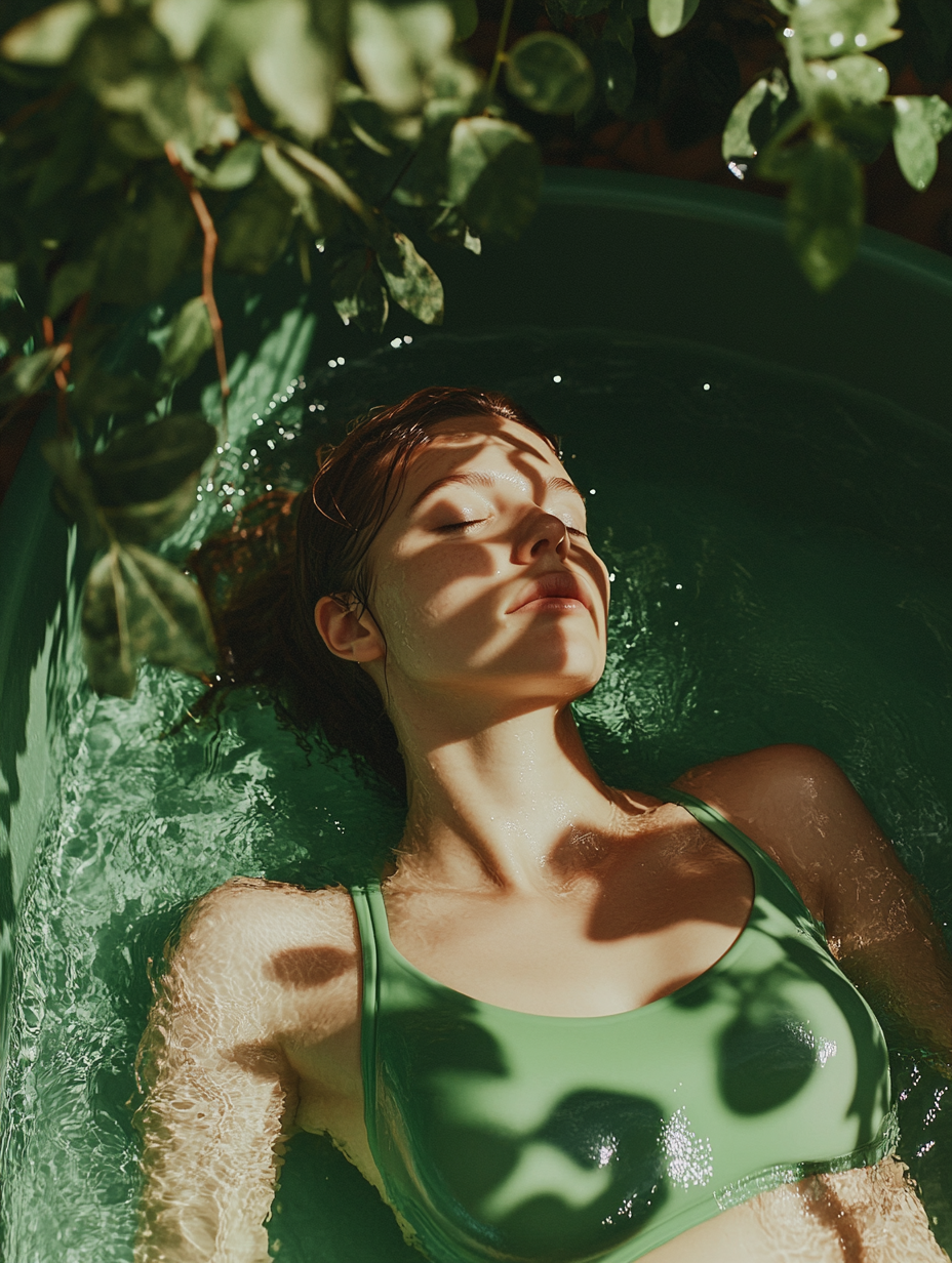 shuugit_a_buetiful_woman_in_a_green_swimming_suite_sitting_in_b434a386-ebdc-413f-90e6-e1fcf580a7cf_3